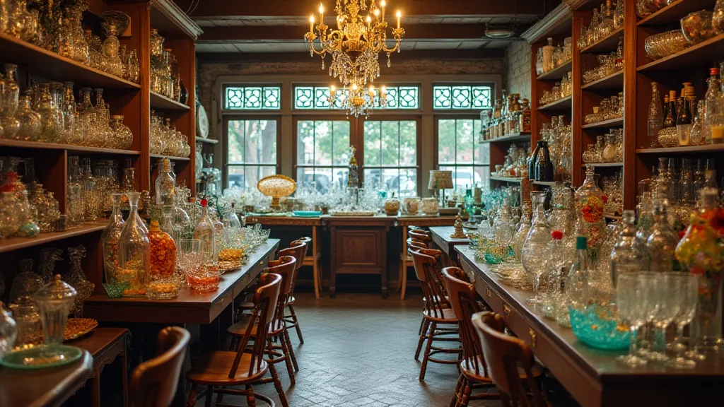 Carnival Glass in an antique shop
