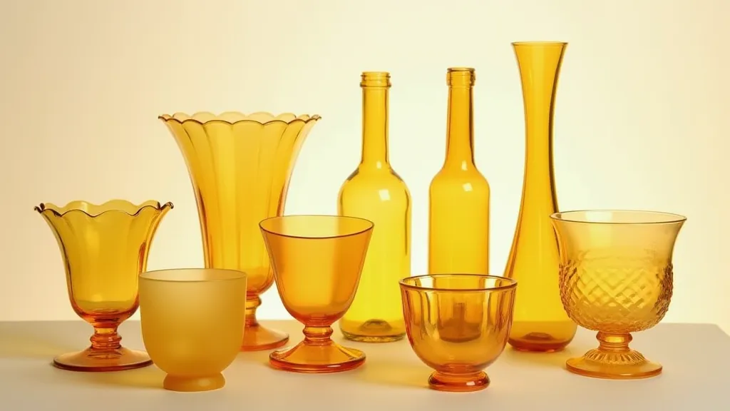 Collection of carnival glass patterns in butter yellow