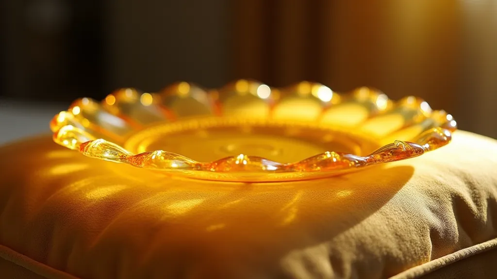 Butter yellow carnival glass plate