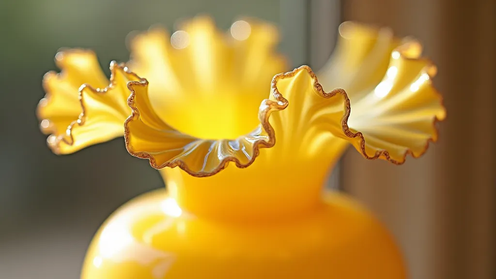 Butter yellow carnival glass vase