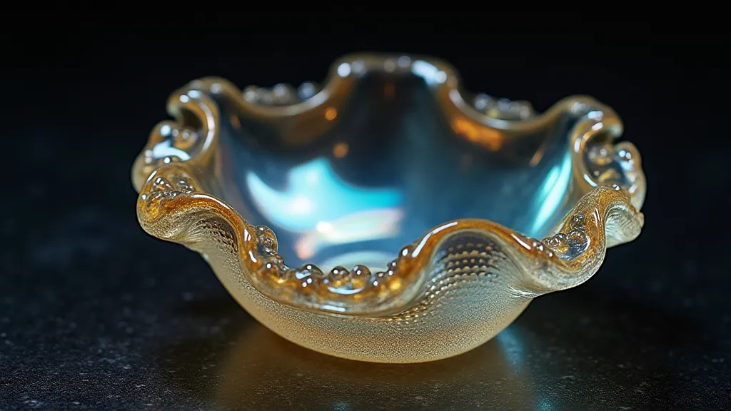 Single piece of carnival glass showing iridescence