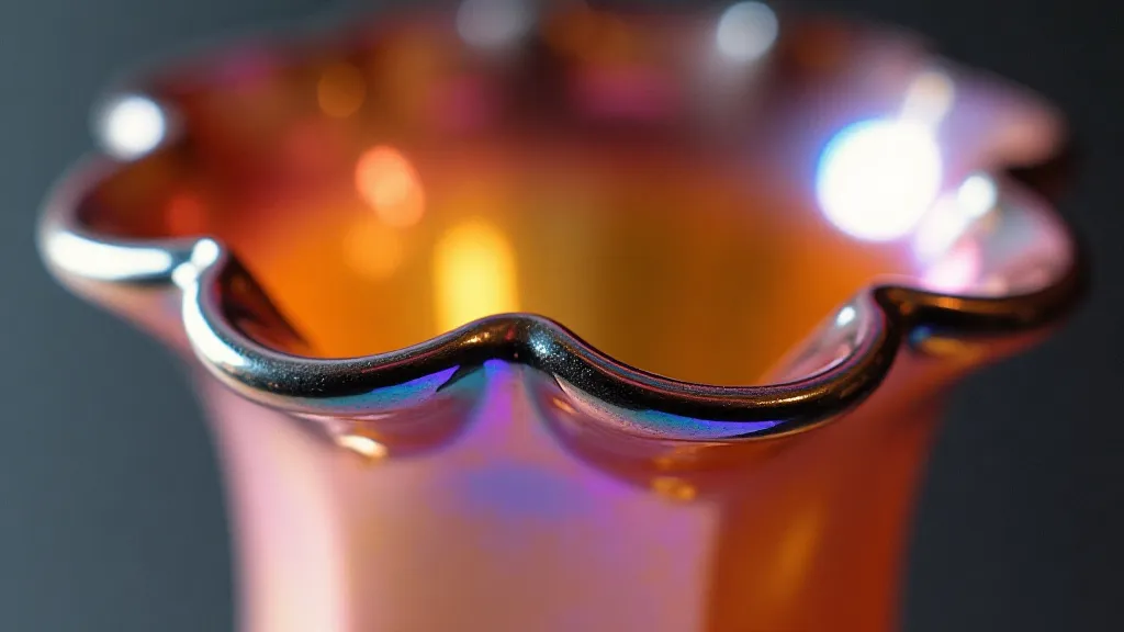 Carnival glass showcasing its iridescent surface