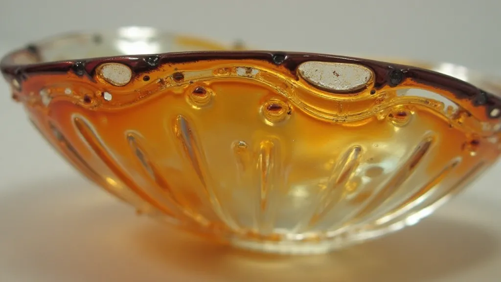 Carnival glass showcasing mold lines