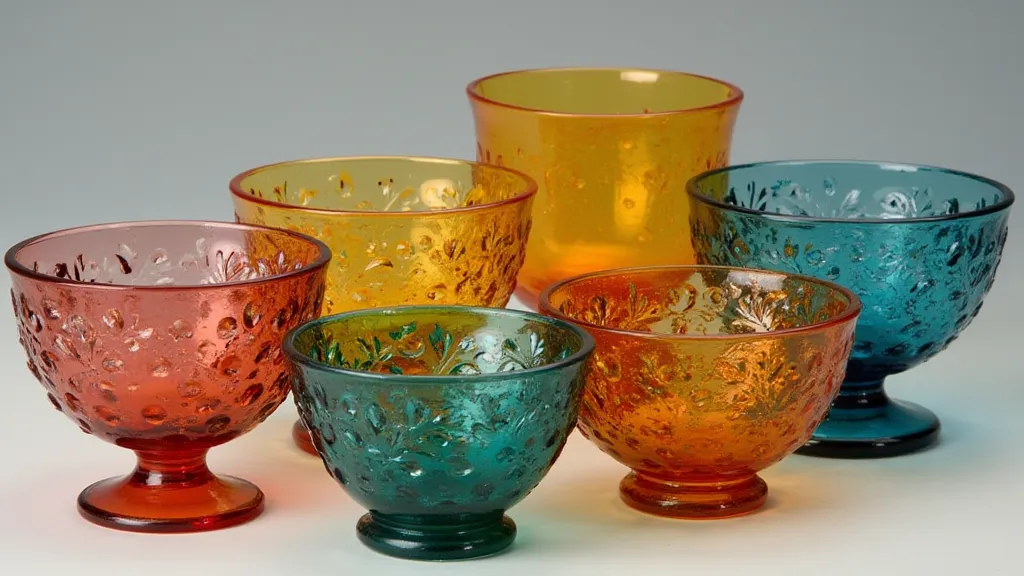Variety of carnival glass pieces with slag glass