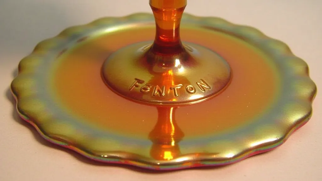 Fenton mark on carnival glass base