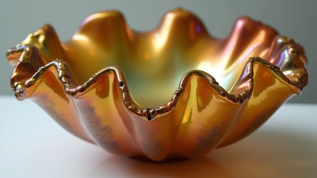Fenton carnival glass vase with pronounced slumping