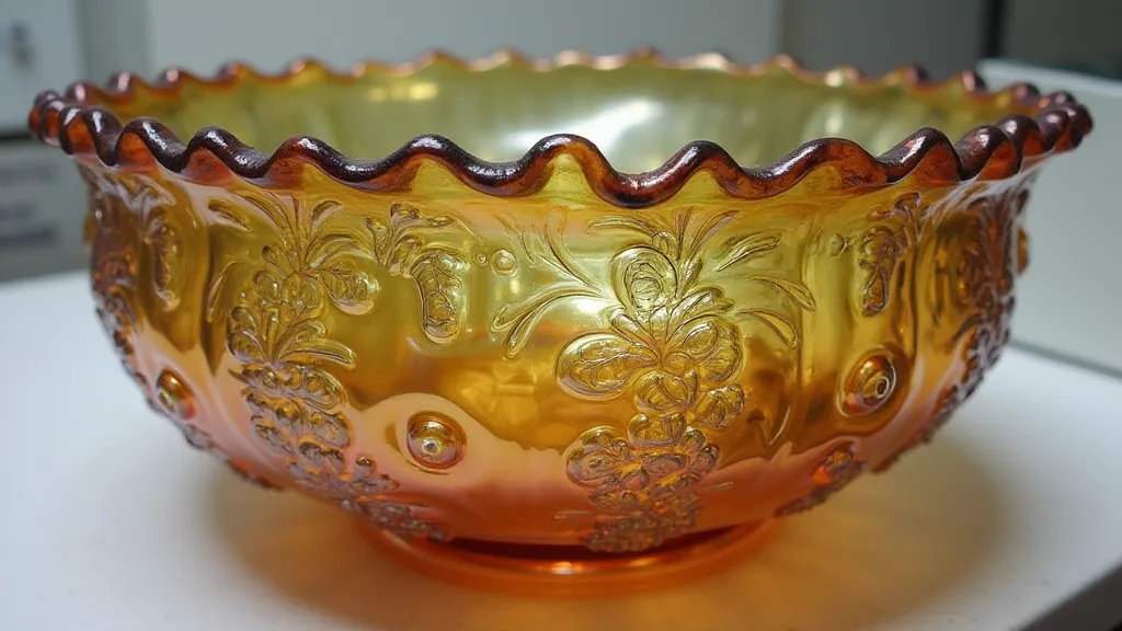 Carnival glass grape and moss pattern