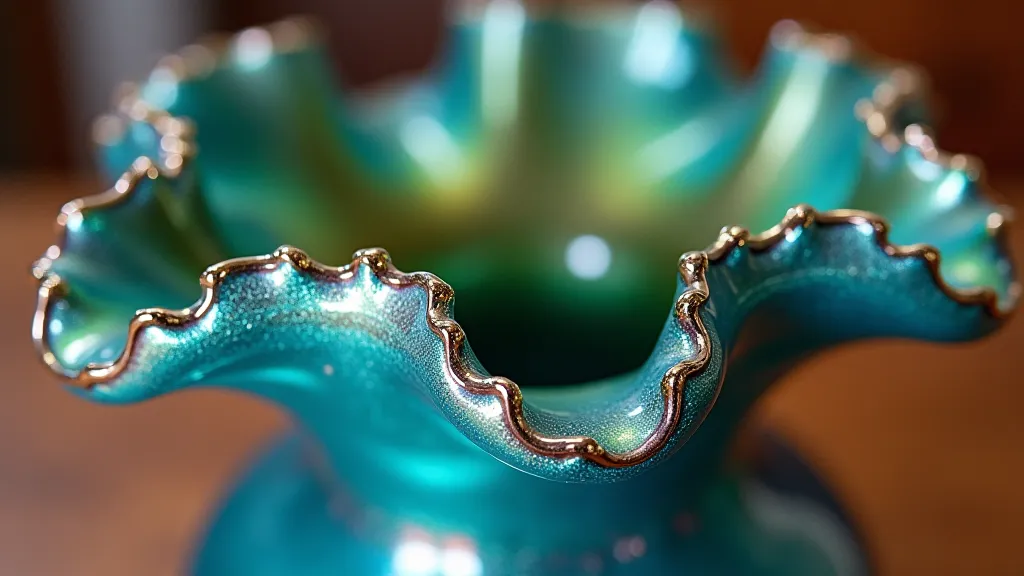 Peacock Iridescent Carnival Glass Vase