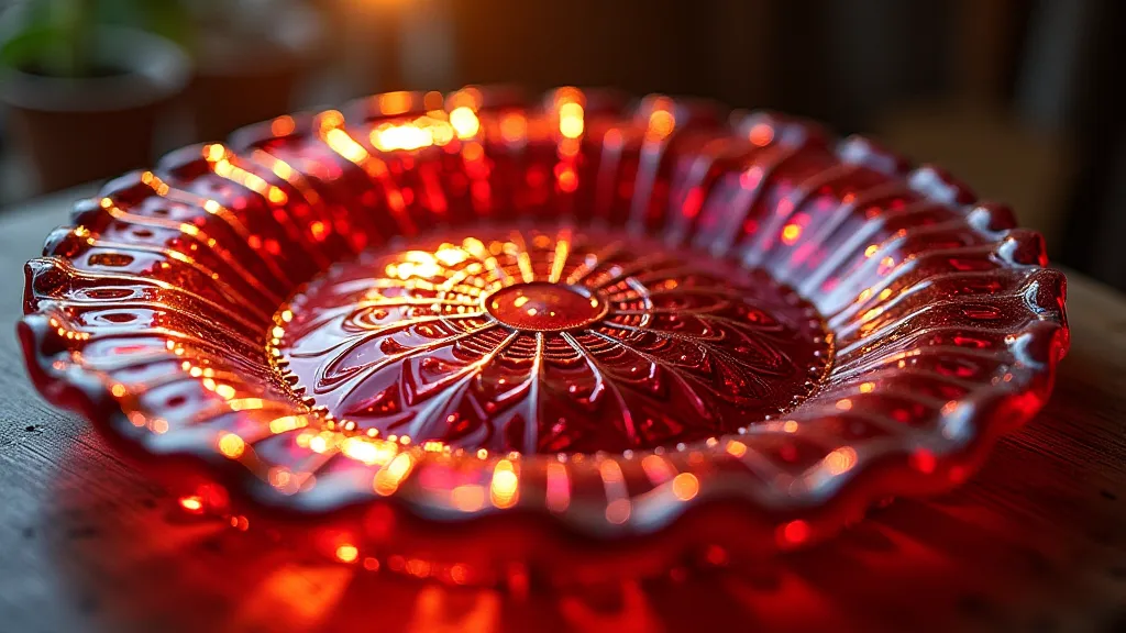 Ruby Flash Carnival Glass Plate