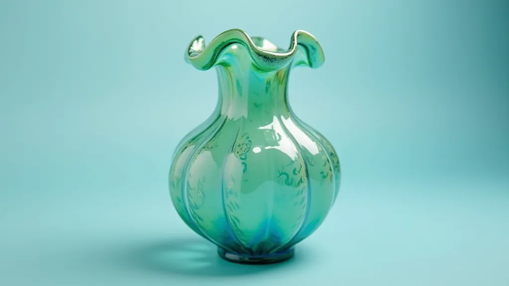 Seafoam Carnival Glass Vase