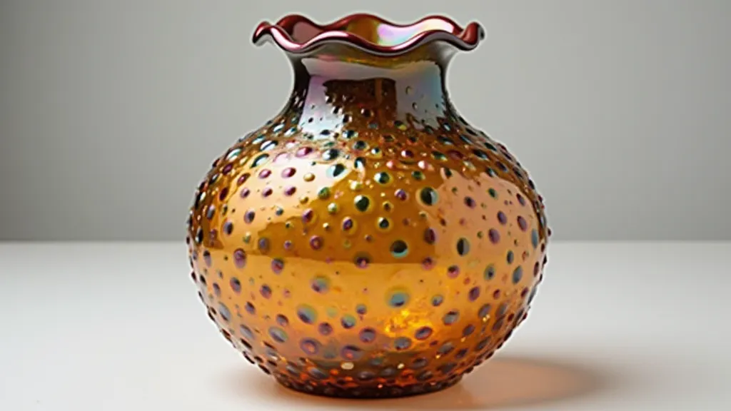 Carnival glass thumbprint pattern vase